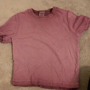 Victoria’s Secret pink, cropped maroon distressed shirt